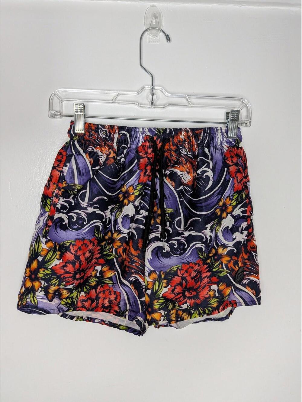 Topman Swim Shorts Mens XS Multicolor Tiger Floral Tropical Elastic Lined Trunks